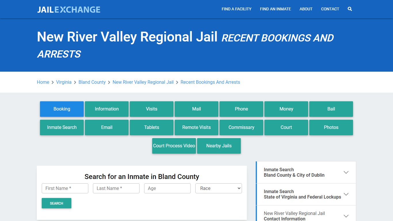 New River Valley Regional Jail Recent Bookings And Arrests